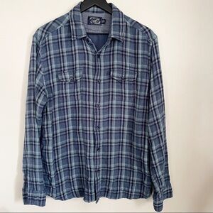 Grayers Double Cloth Cotton Flannel Button Down Shirt Blue Men’s Size Large